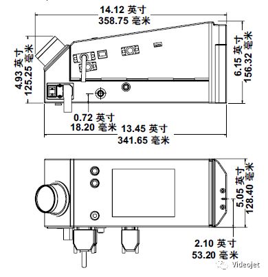 Videojet 2351与2361设备尺寸图