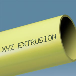 黄色管状表表的玄色XYZ EXTRUSION字符