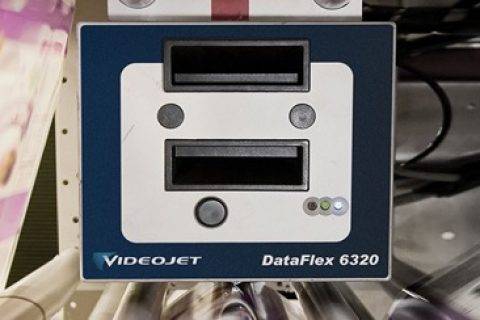 带VIDEOJET DataFlex 6320象征的方形部件正面