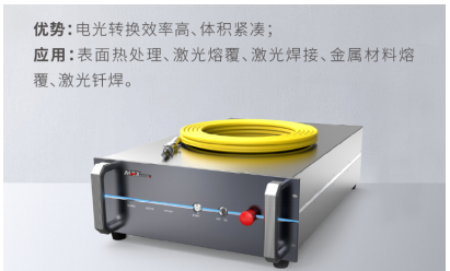 带黄色围绕线缆的灰色设备与激光利用宣传文字